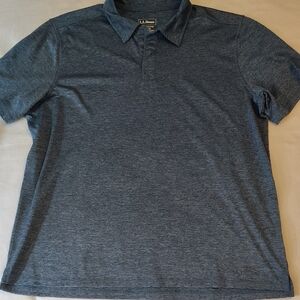 L.L. Bean Men's Heathered Navy Polo Shirt Lightweight Large EUC